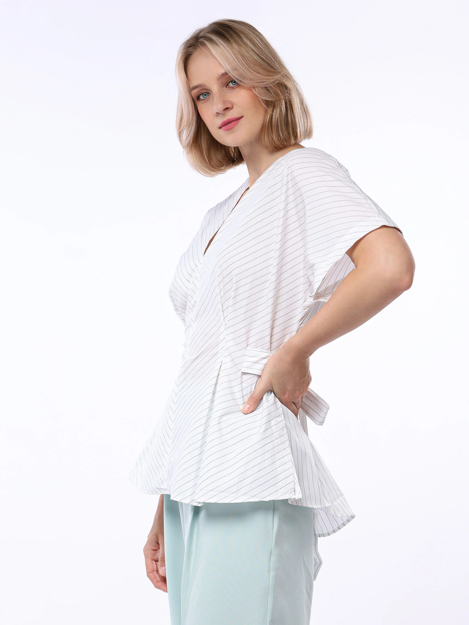 Блуза из смесового хлопка в полоску